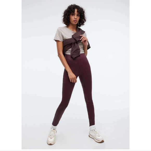 Level 99 Pants - Level 99, Size Small, Burgundy leggings, high-waist, Soft Shimmer